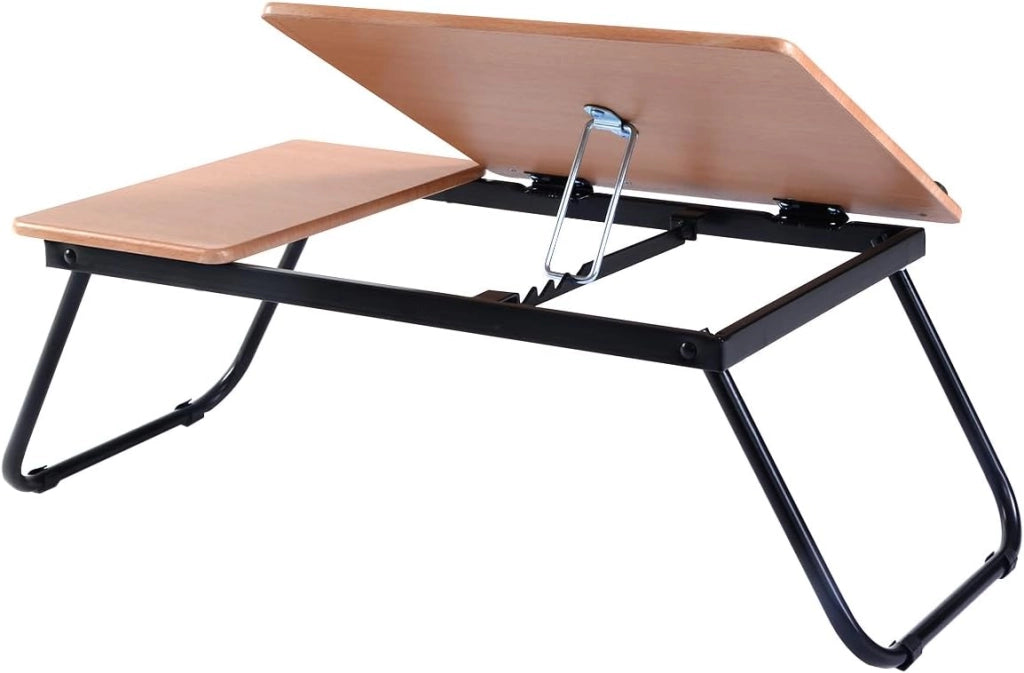 Vassoio da Letto, Tavolino Portatile Pieghevole per Letto con Piano Inclinabile, Tavolino Multifunzionale per Divano, Colazione a Letto, Casa, Ufficio e Viaggi (Nero)