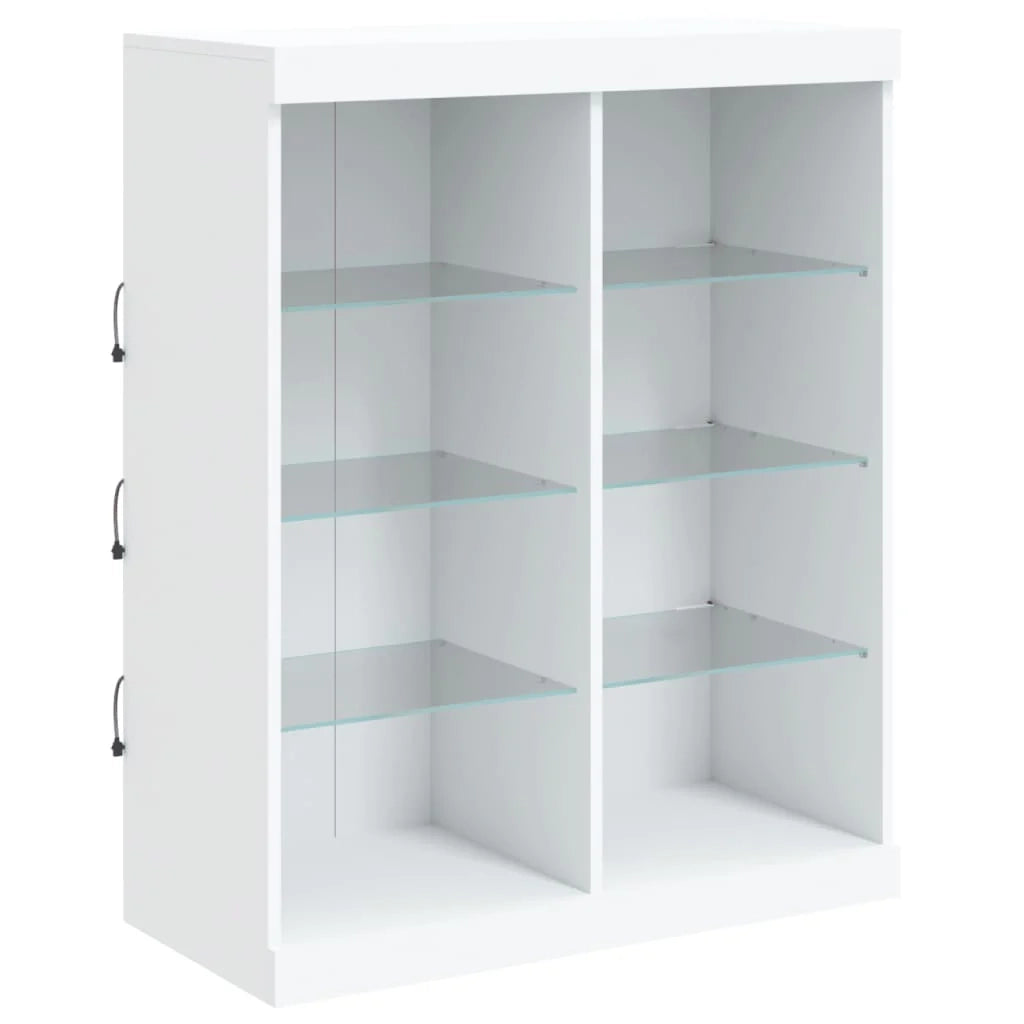 Buffet credenza cassettiera armadio mobile contenitore organizer per cucina soggiorno salotto con luci LED 3 pezzi legno ingegnerizzato bianco 02_0037197