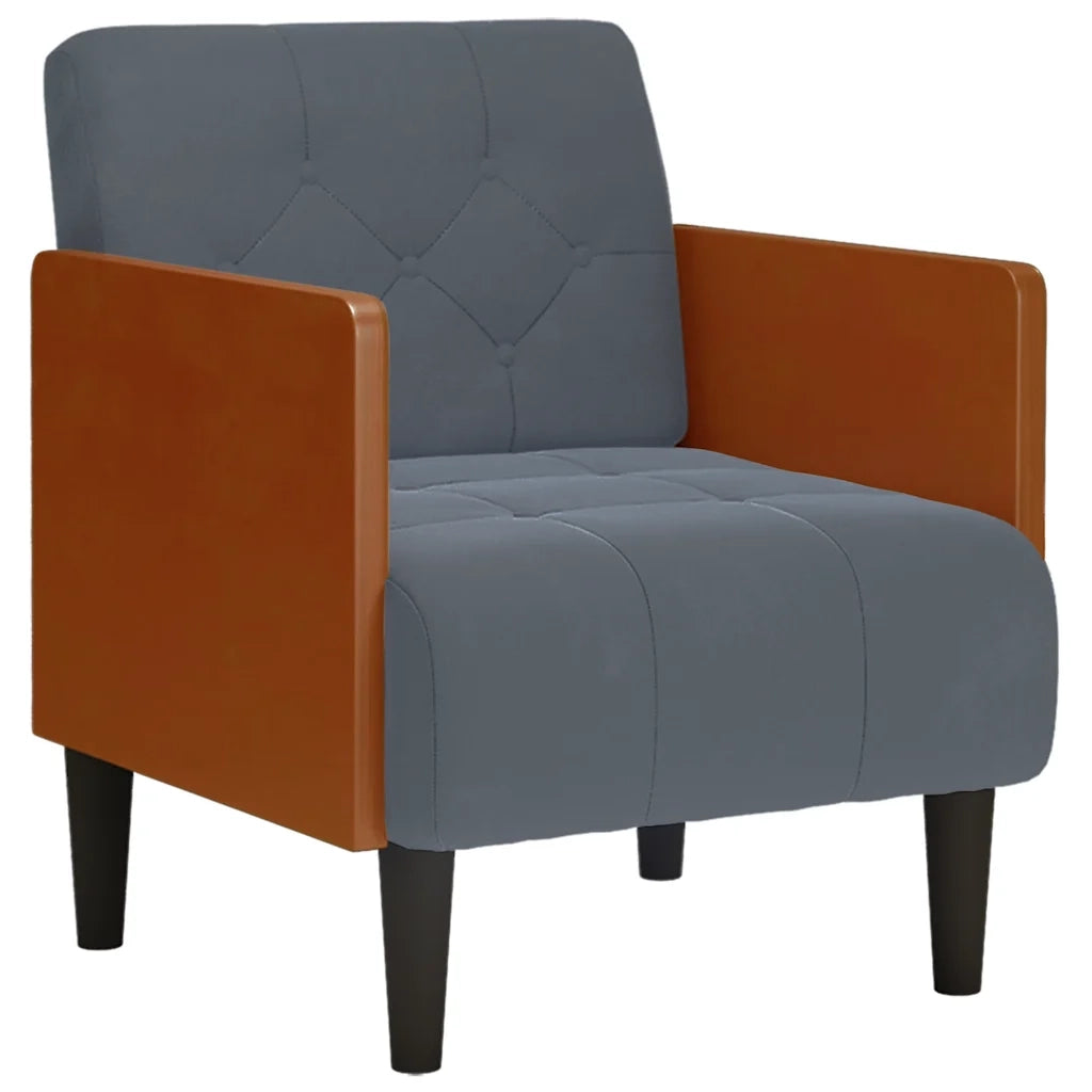 Divano Poltrona | Sedia con Braccioli Grigio Scuro 55 cm in Velluto