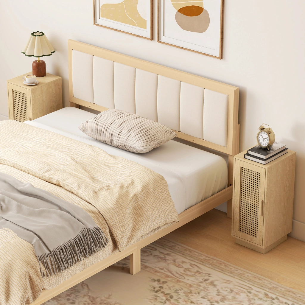 Tavolino da letto con cassetto e scaffale ¨C zephmum ¨C legno naturale 25x30x60