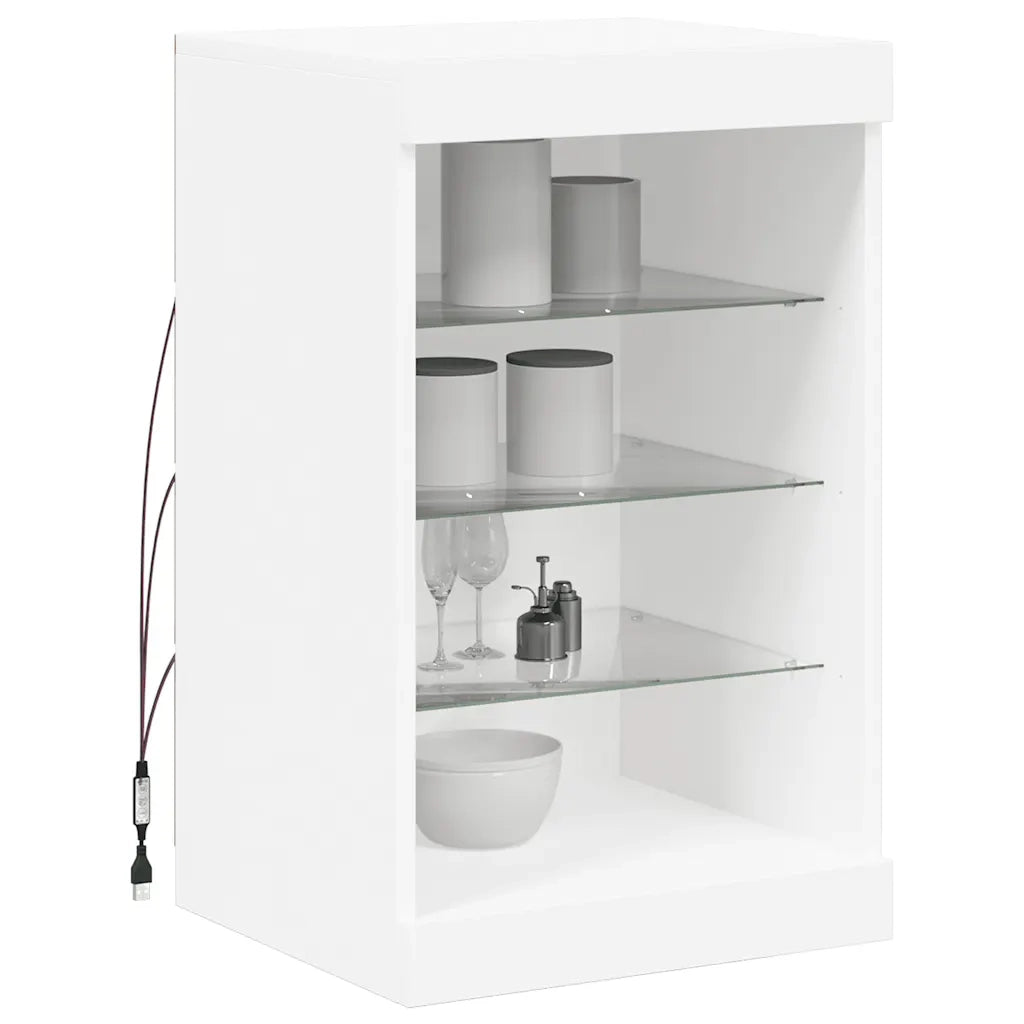 Credenza con Luci LED-Buffet-Armadio da cucina Bianca 41x37x67 cm 759145