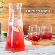 Caraffa da acqua in vetro - curva - 1 litro - trasparente - senza coperchio