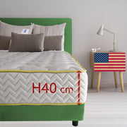 Materasso memory foam Piazza e mezzo 130X190 Cm, Materasso Americano contro il mal di schiena ALTO 40 Cm | Materasso memory che NON SI SCALDA con imbottitura anallergica - MOD. CALIFORNIA40