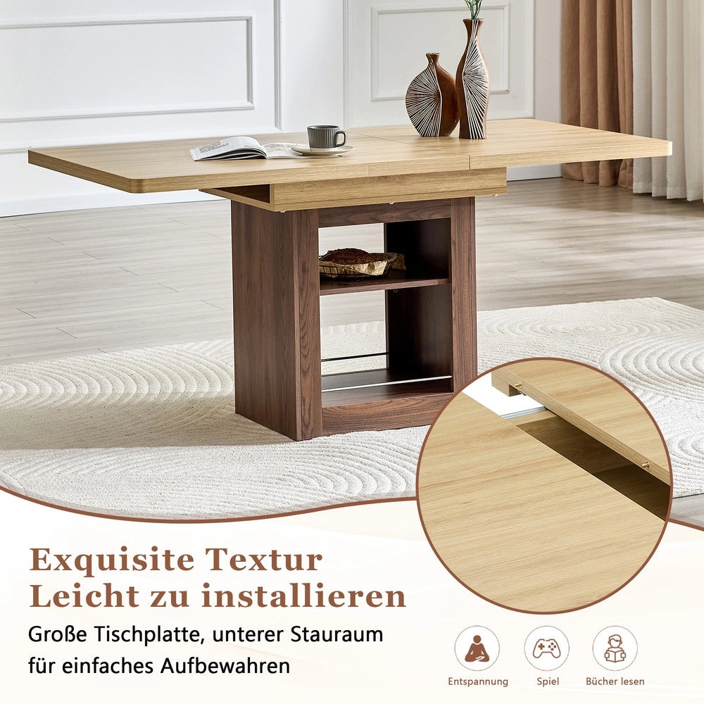 Tavolo da Pranzo Allungabile con Vani ¨C MINIMAL ¨C Effetto Noce, MDF, 130/160 cm, 4-8 Persone