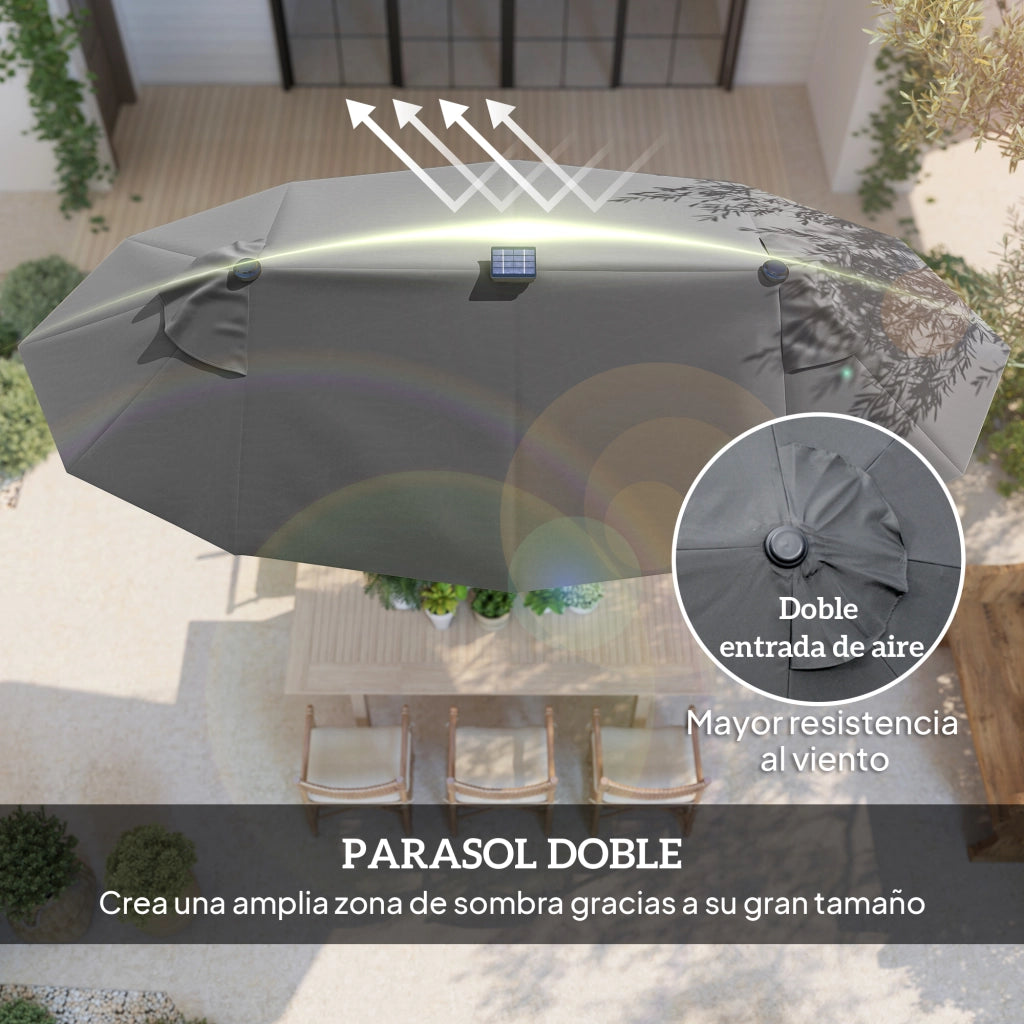Tenda da sole doppia con luci LED solari e inclinazione regolabile ¨C zephmum ¨C grigio 295x150x219 cm