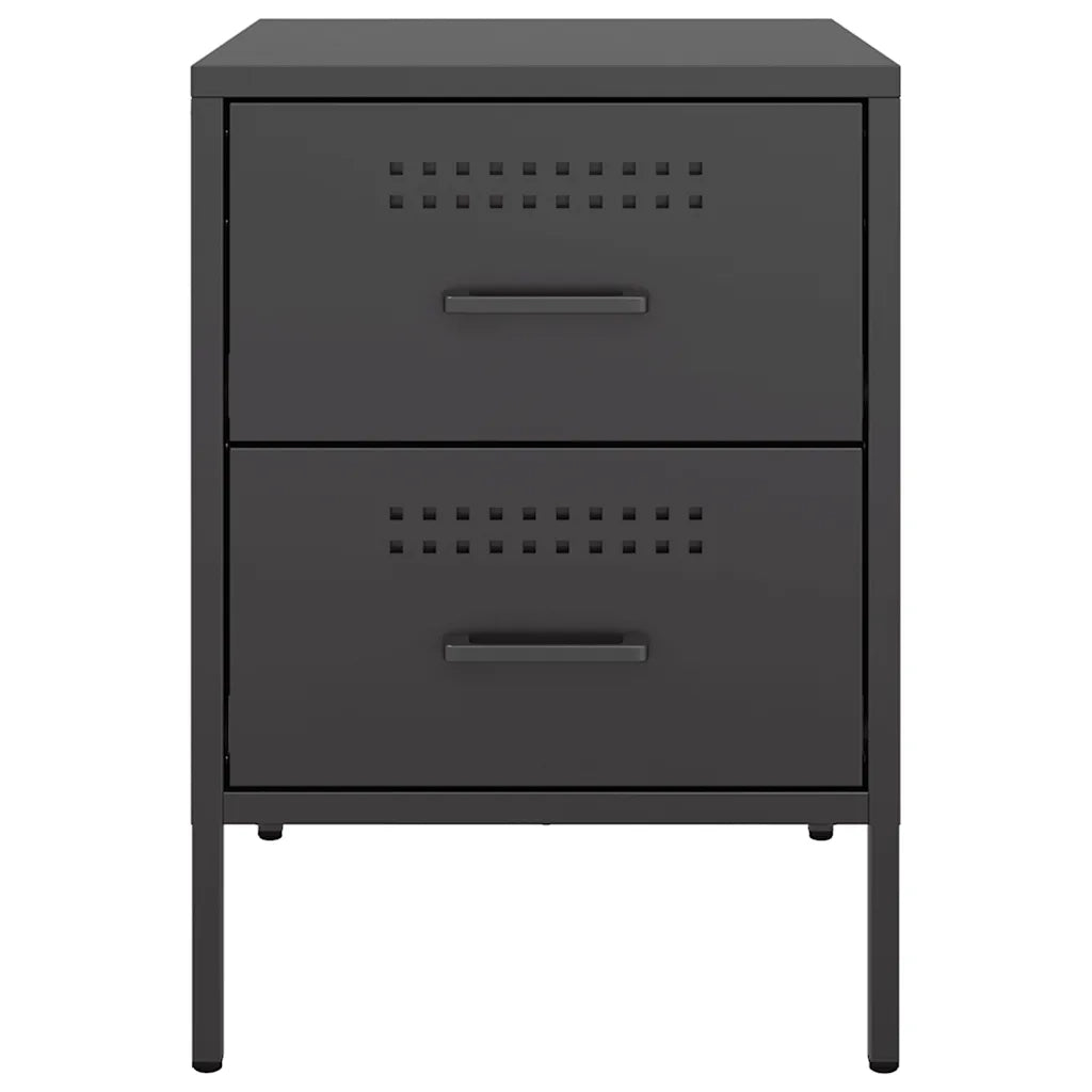 Comodini 2 pz-Set di 2 Tavolino da notte Nero 36x39x50,5 cm in Acciaio 182581