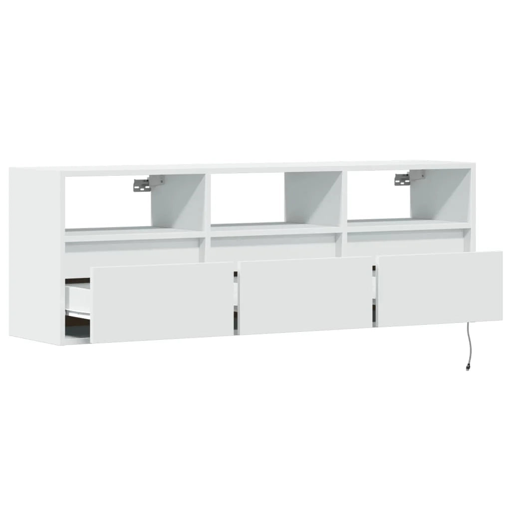 Mobile TV multimediale scaffale TV credenza mobile TV sala da pranzo soggiorno camera da letto mobile da parete con luci LED 130 x 31 x 45 cm bianco 02_0027856