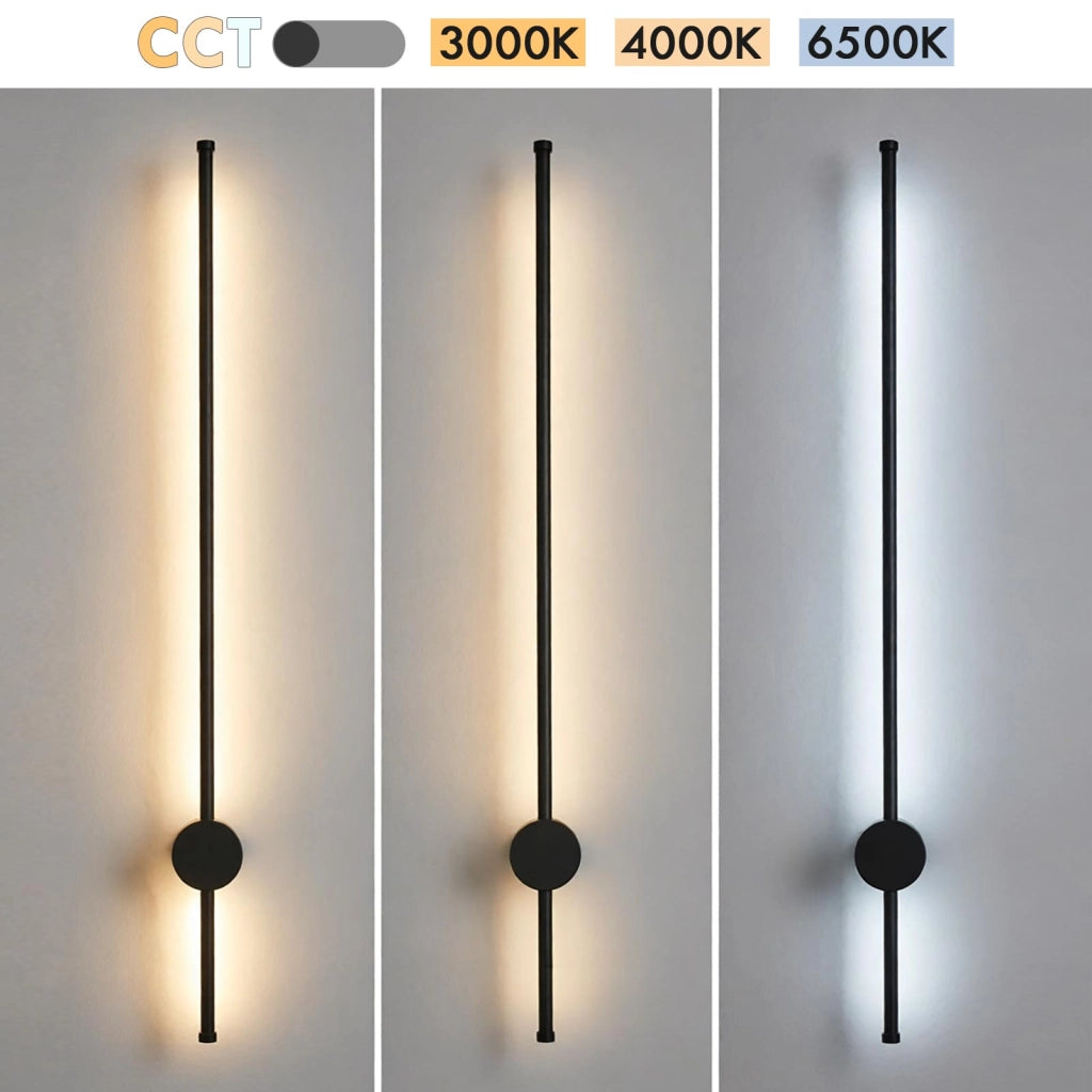 Applique Barra Luminosa Lineare LED 12W CCT Lampada Decorativa Moderna Parete Luce Orientabile Soggiorno Camera da Letto 230V NERO