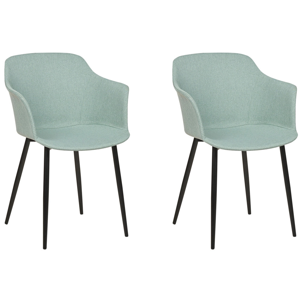 Set di 2 sedie da pranzo in tessuto verde menta imbottito con gambe nere Stile retrò Mobili per il soggiorno