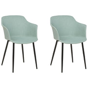 Set di 2 sedie da pranzo in tessuto verde menta imbottito con gambe nere Stile retrò Mobili per il soggiorno