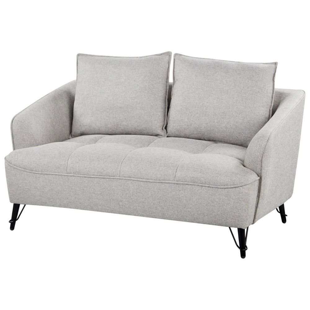 Set di divani a 2 e 3 posti in tessuto grigio chiaro con cuscini aggiuntivi stile moderno