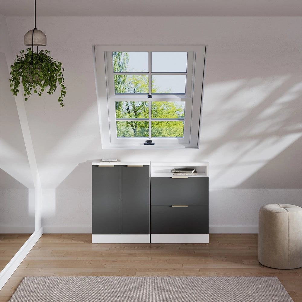 Mobile sottotetto Rion Antracite-oro/Bianco 60 x 83.8 cm con 2 porte Vicco