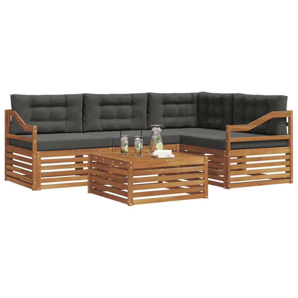 Set di divani da esterno con cuscino 5 pcs Naturale e Antracite
