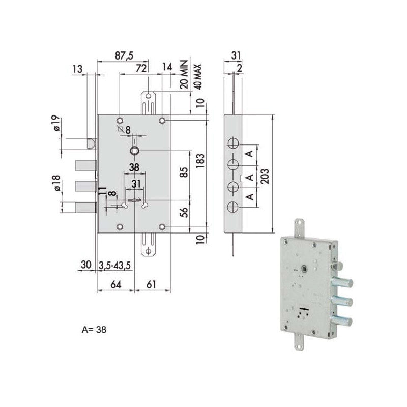 Serratura Sicurezza Triplice 57515-38-0 Cisa