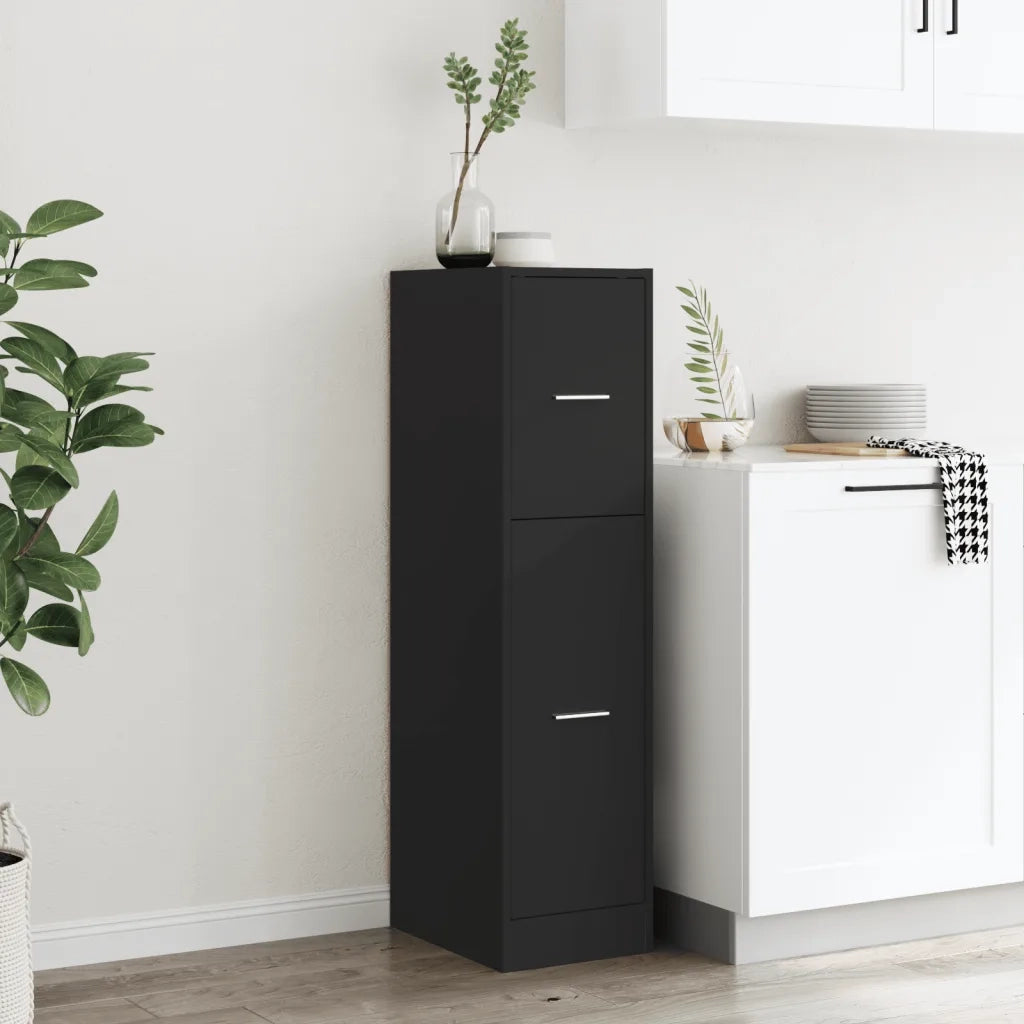 Armadietto da Farmacia Nero 30x41x118 cm in Truciolato