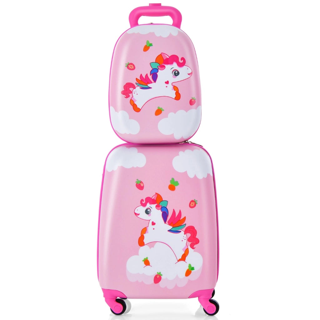 Set di bagagli a mano con ruote per ragazzi e ragazze, Set di valigie rotanti portatili e leggeri da viaggio Roseo-Bagagli e borse