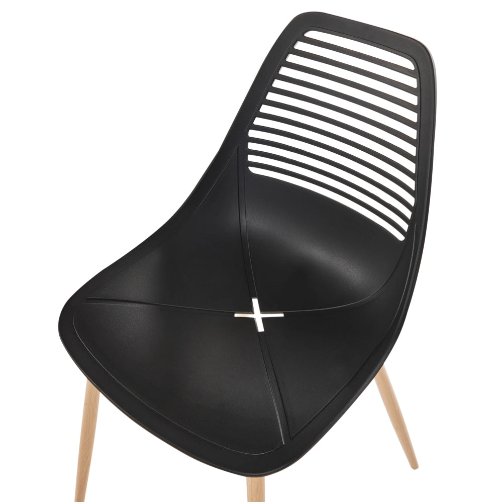 Set di 4 sedie da pranzo Seduta sintetica nera Gambe in metallo Seduta moderna semplice e minimalista