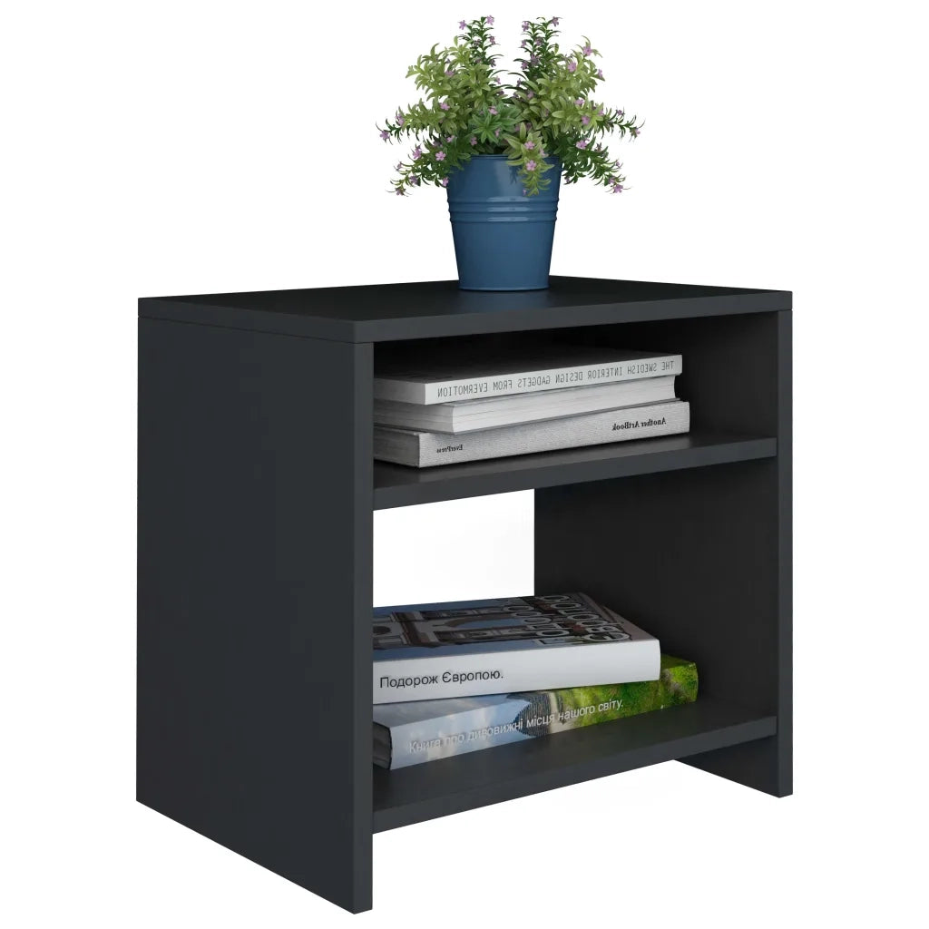 Comodino Nero 40x30x40 cm in Legno Multistrato 800011