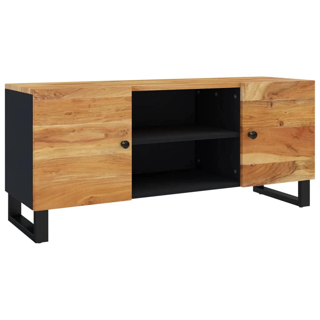 Mobile TV multimediale scaffale per televisione televisione buffet sala da pranzo soggiorno camera da letto 105 x 33 x 46 cm legno massello di acacia nero 02_0025667