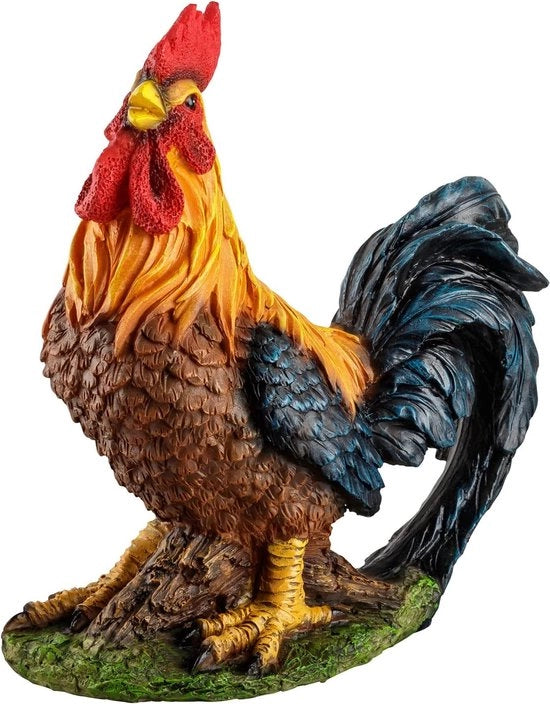 Figura di giardino in resina, dipinta a mano, figura di gallina che grida, figure decorative per giardino, decorazione di giardino, figure per giardino per esterno, grande, galline, decorazione di giardino, animali (gallina che grida)
