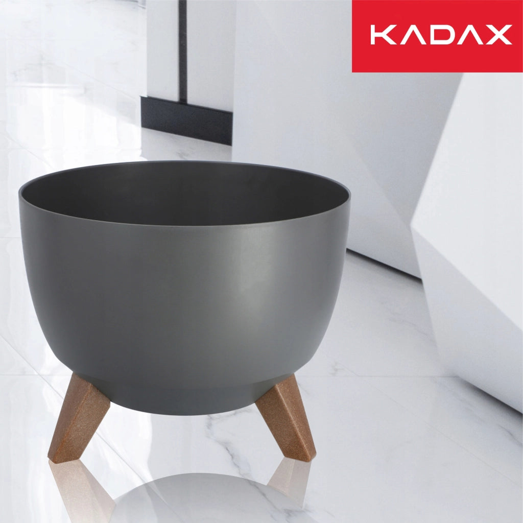 Vaso da fiori KADAX, fioriera, coperchio, gambe, inserto, supporto per fiori, 29 cm, antracite, ciotola, 2 pezzi.