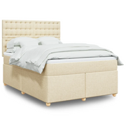 Giroletto a Molle con Materasso Crema 160x200 cm in Tessuto