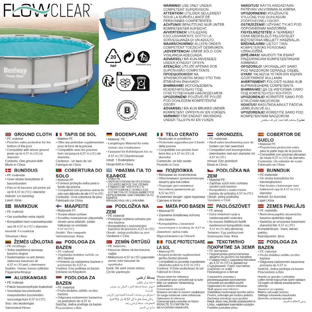 Bestway Telo Base Piscina Flowclear 488x488 cm 3202486