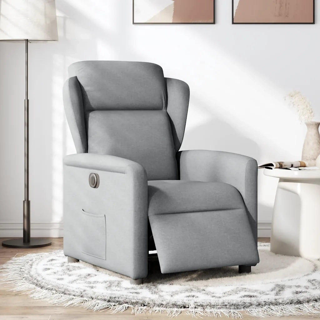 Poltrona | Sedia Relax Elettrica Reclinabile Grigio Chiaro in Tessuto