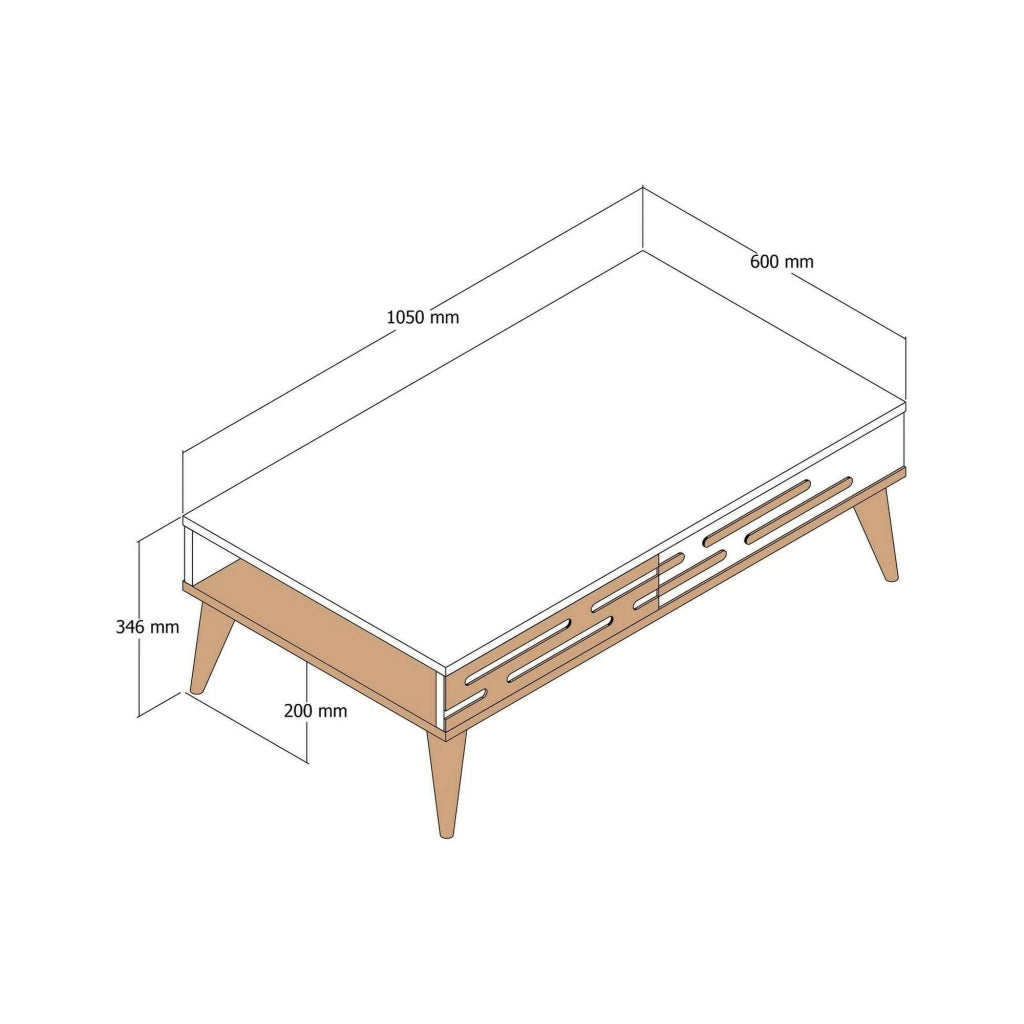 Tavolino da salotto Mansuk, Tavolo basso da caffè, Portariviste per divano, Ripiano da soggiorno, 105x35h60 cm, Noce e Antracite