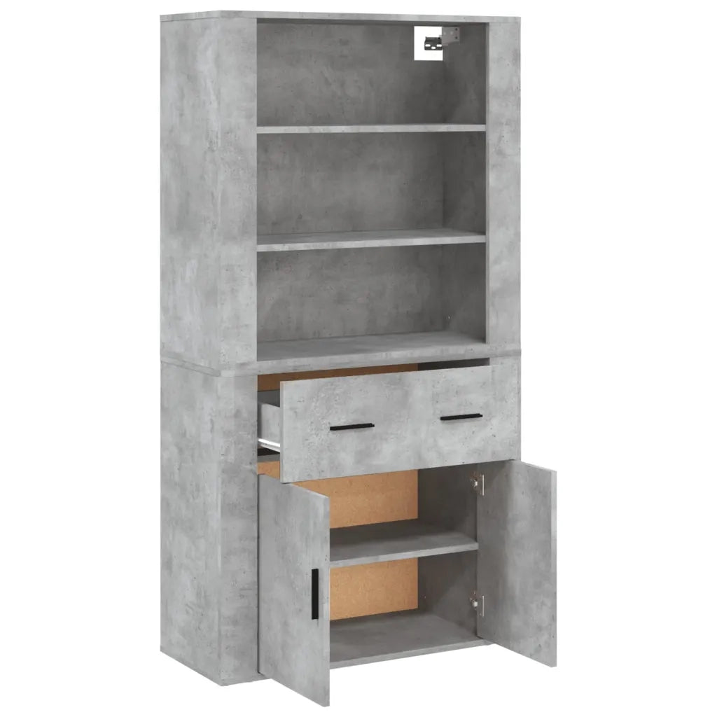 Credenza-Buffet-Armadio da cucina Grigio Cemento in Legno Multistrato 151361