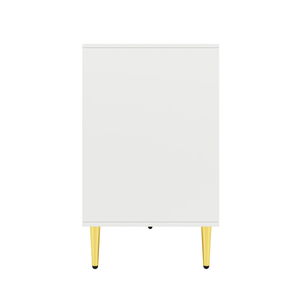 Credenza 152x40 cm; design ondulato con 2 ante; MDF; bianco