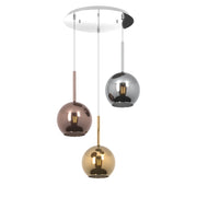 Lampadario Contemporaneo Future Metallo Cromo Vetro Medio Multicolor 3 Luci E27