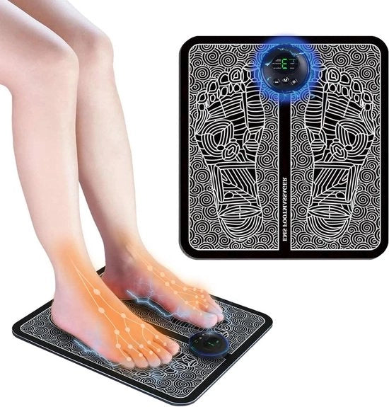 Apparecchio per massaggi ai piedi - Massaggio elettronico EMS per piedi e gambe stimolatore di circolazione elettrico per piedi e gambe 6 modalità 8 livelli Matrice di stimolazione per piedi portatile e pieghevole