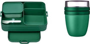 Set di pranzo portatile 2 pezzi con grande scatola di pranzo e pentola in verde