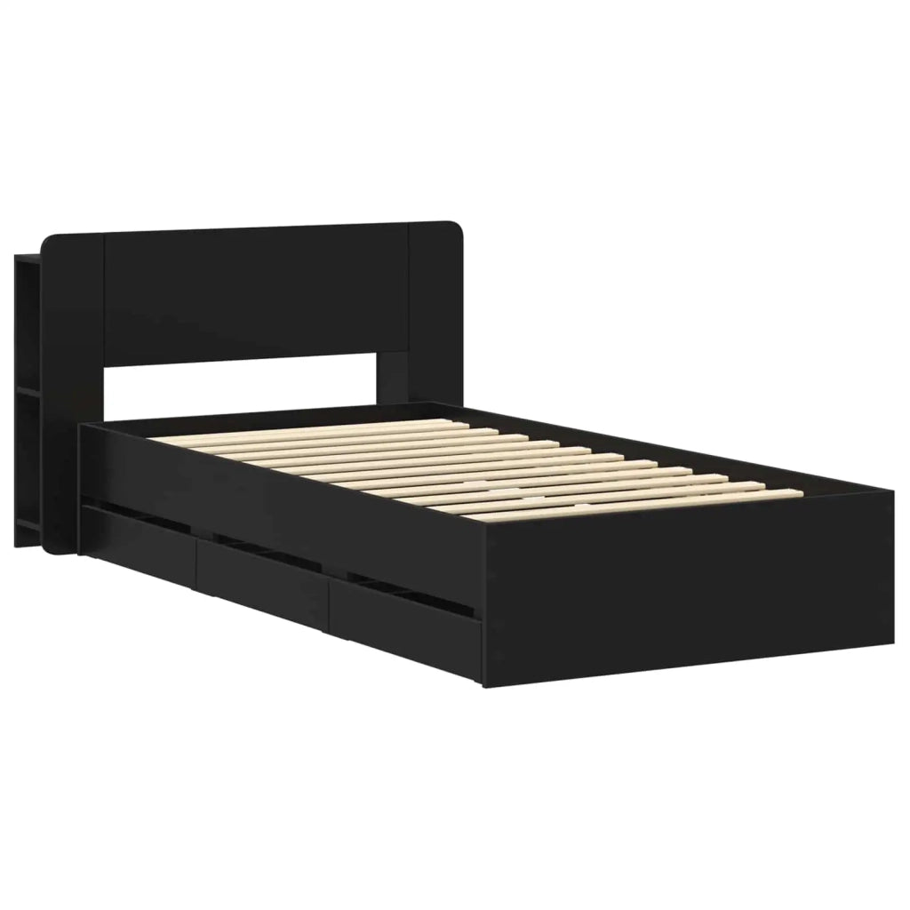 Telaio del letto con storage con testiera Nero 75 x 190 cm 3433906