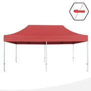 Gazebo 3x6 m rosso SENZA laterali pieghevole alluminio piantone esagonale 45mm portatile estendibile richiudibile estensibile acciaio per fiere eventi stand chiosco tenda tendone mercato mercatino    