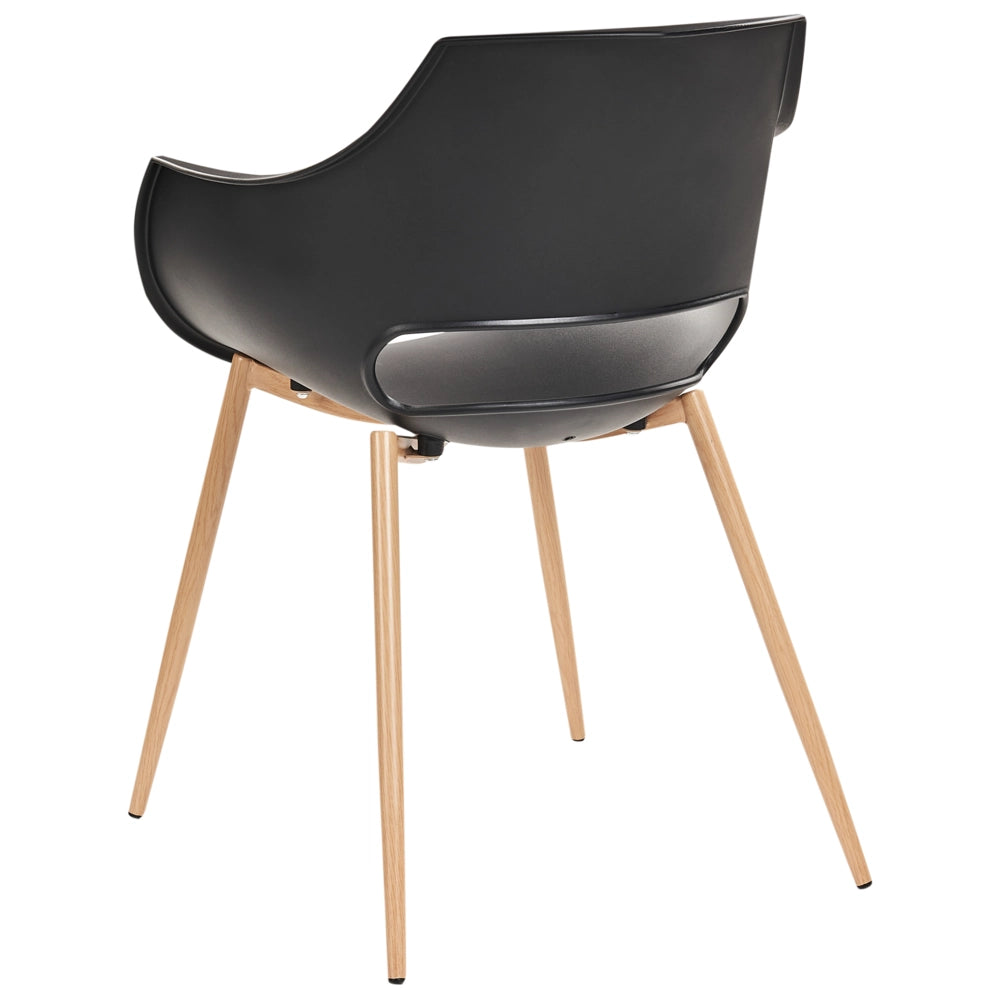 Set di 4 sedie da pranzo Nero Seduta sintetica Gambe in metallo Seduta moderna semplice e minimalista