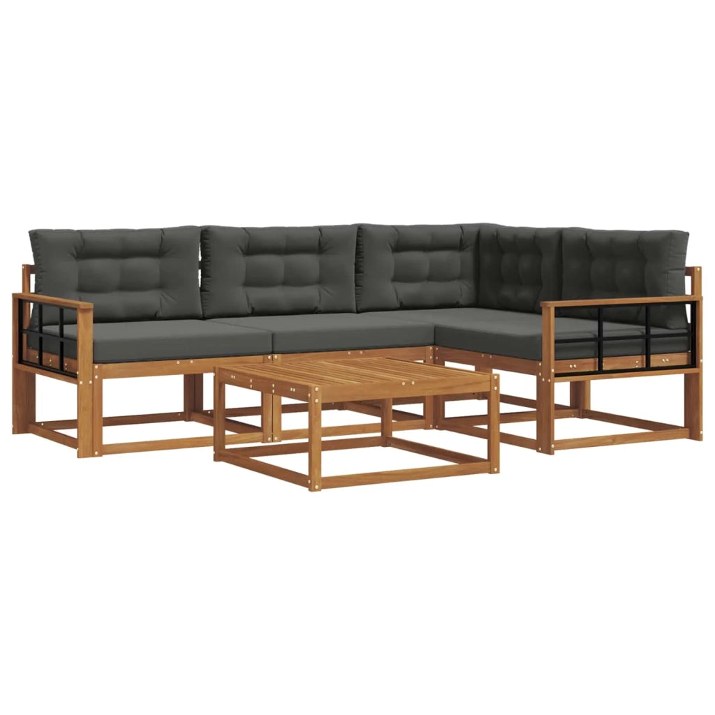 Set di divani da esterno con cuscino 5 pcs Naturale e Antracite