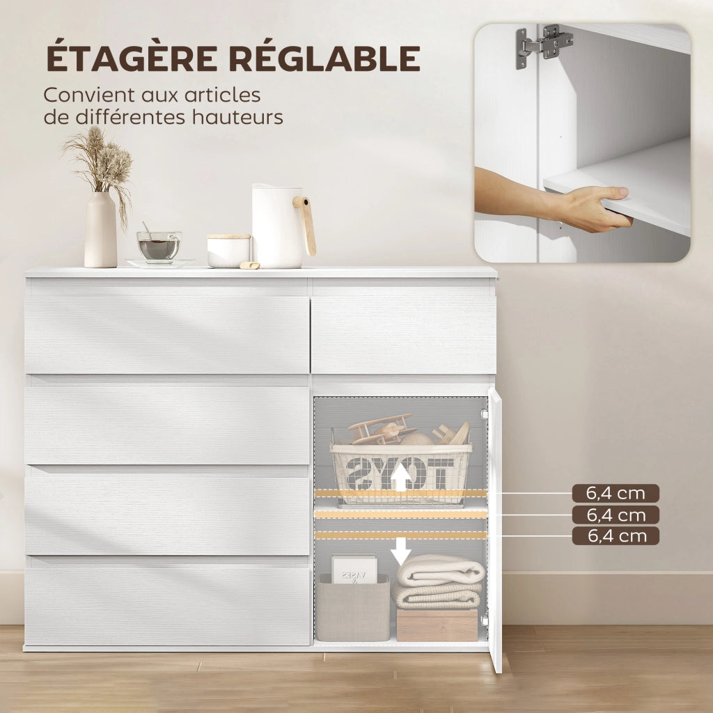 Cassettiera 5 Cassetti con Ante ¨C Zephmum ¨C Bianco 100x40x80
