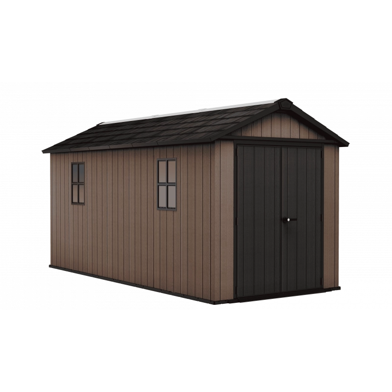 Casetta da giardino in resina EVOTECH+ 476x230 cm - con pavimento e doppia porta - carico neve 150 kg/m² – Newton Plus 7515/1575 - Marrone - Keter