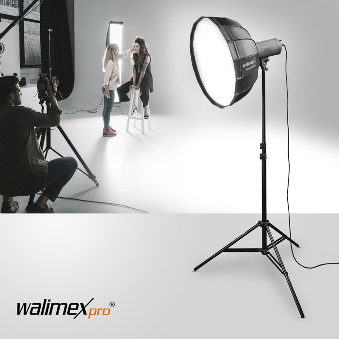 Studio Line Beauty Dish Softbox QA105 - Beauty Dish light shaper, Ø 105 cm, profondità 46 cm, pieghevole, con griglia, diffusore interno ed esterno, per flash da studio Speedlite, 22456