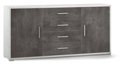 Madia 2 Ante 4 Cassetti 174x84x41 cm Ossido Bianco/Ossido Nero