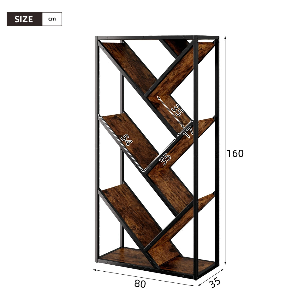 Scaffale ad albero 80×35×160 cm in MDF e acciaio