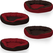 Cuscino per cani 4in1 XL ovale con cuscino morbido, copertura rimovibile in pelle marrone/rosa, letto per cani grande lavabile.