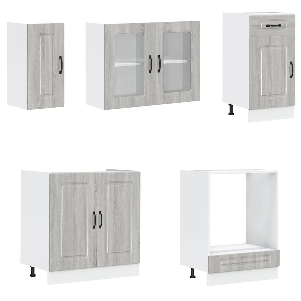 Set Mobili da Cucina 8 pz Kalmar Grigio Sonoma in Truciolato