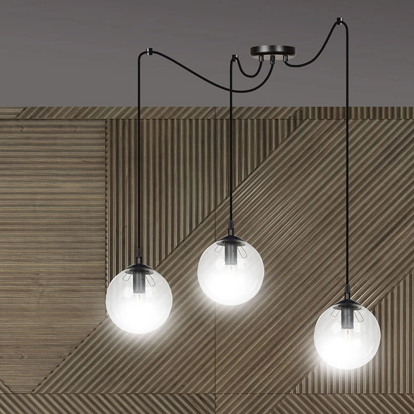 Lampadario Emibig GIGI 3 nero trasparente 3xE14 vetro