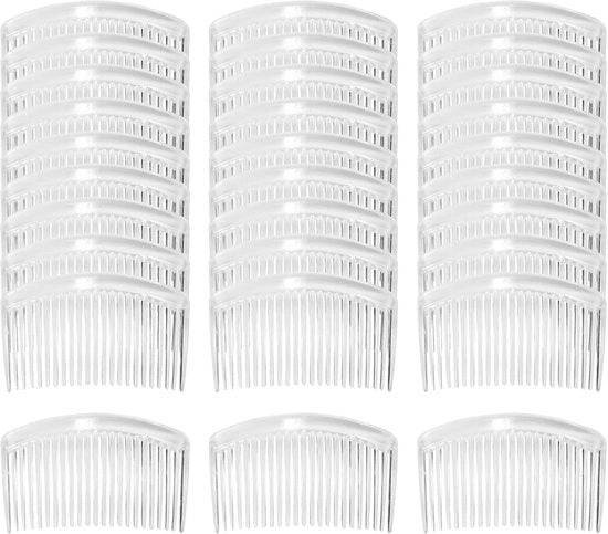 Set di 30 pettini in plastica bianca con 23 denti per la sposa, velo da sposa e accessori per capelli DIY