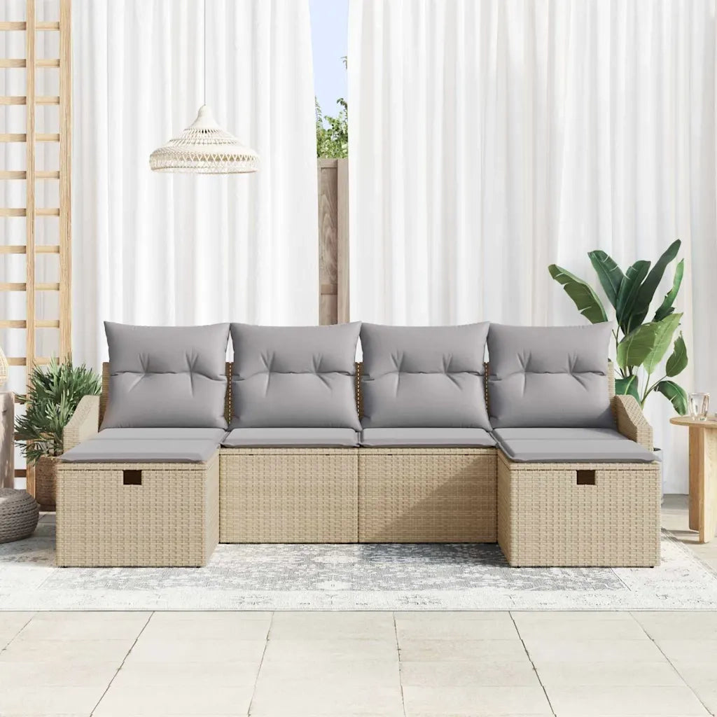 Set Divano da Giardino con cuscino 6 pcs Beige Poly Rattan 3359319