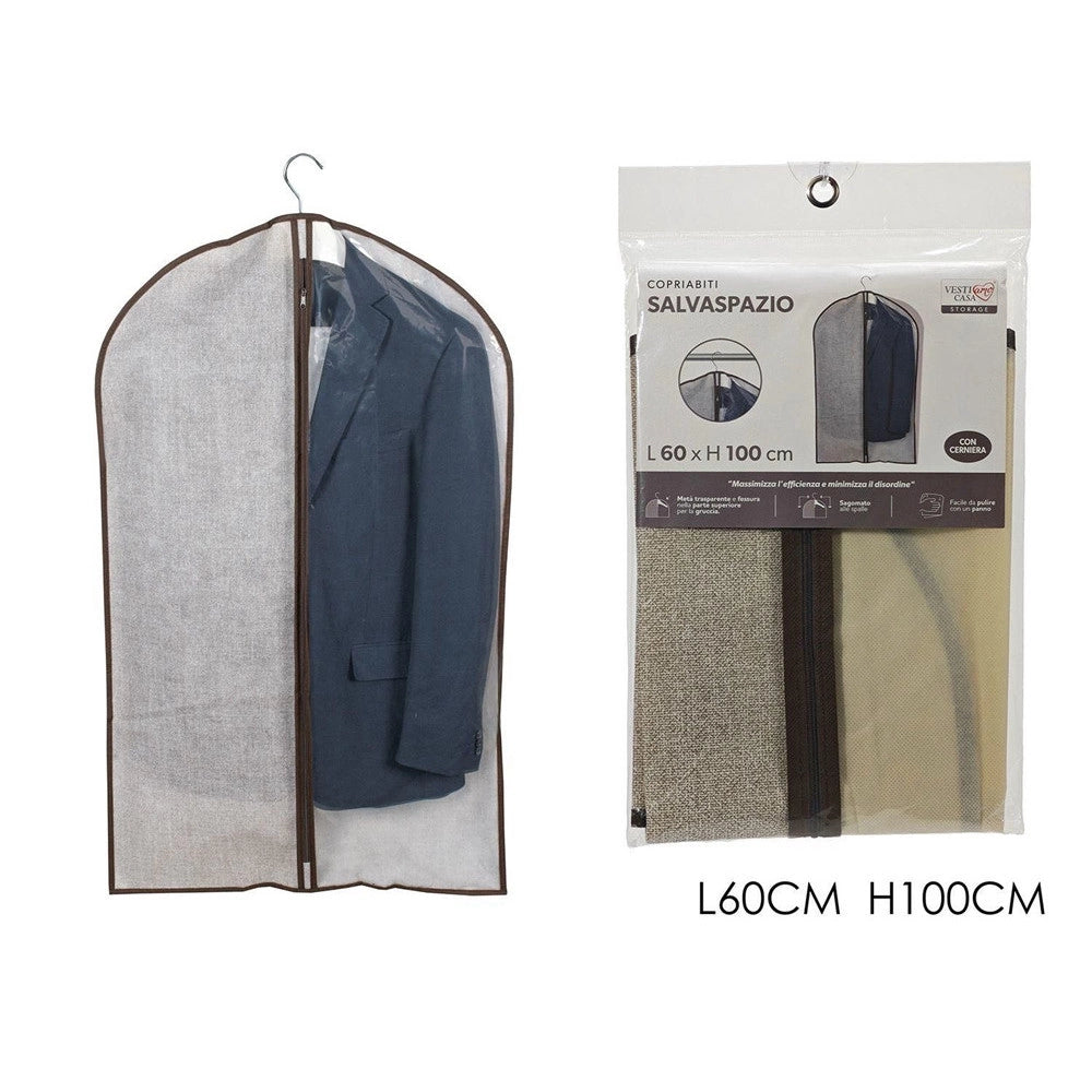 Trade Shop - Copriabito Porta Abito Custodia Per Abiti Giacche Con Cerniera 60 X 100 Cm Salvaspazio -