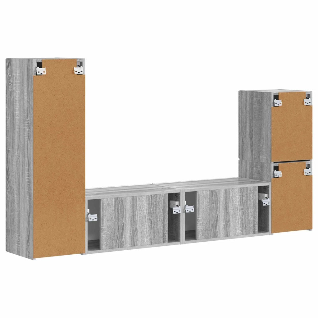 Set mobile TV 4 pcs Grigio Sonoma Legno multistrato 3409030